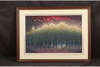 牧野宗則「小川のある風景」木版画 1978年制作 直筆サイン入り 額縁入り Amazon.co.jp: [ギャラ藤真作保証/直筆サイン/牧野宗則『赤い風